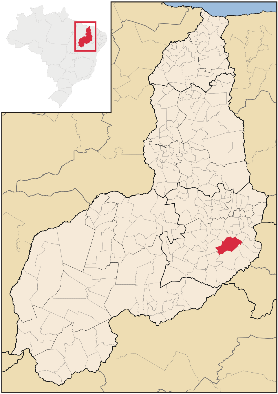 Mapa de localização de Jacobina do Piauí em PI