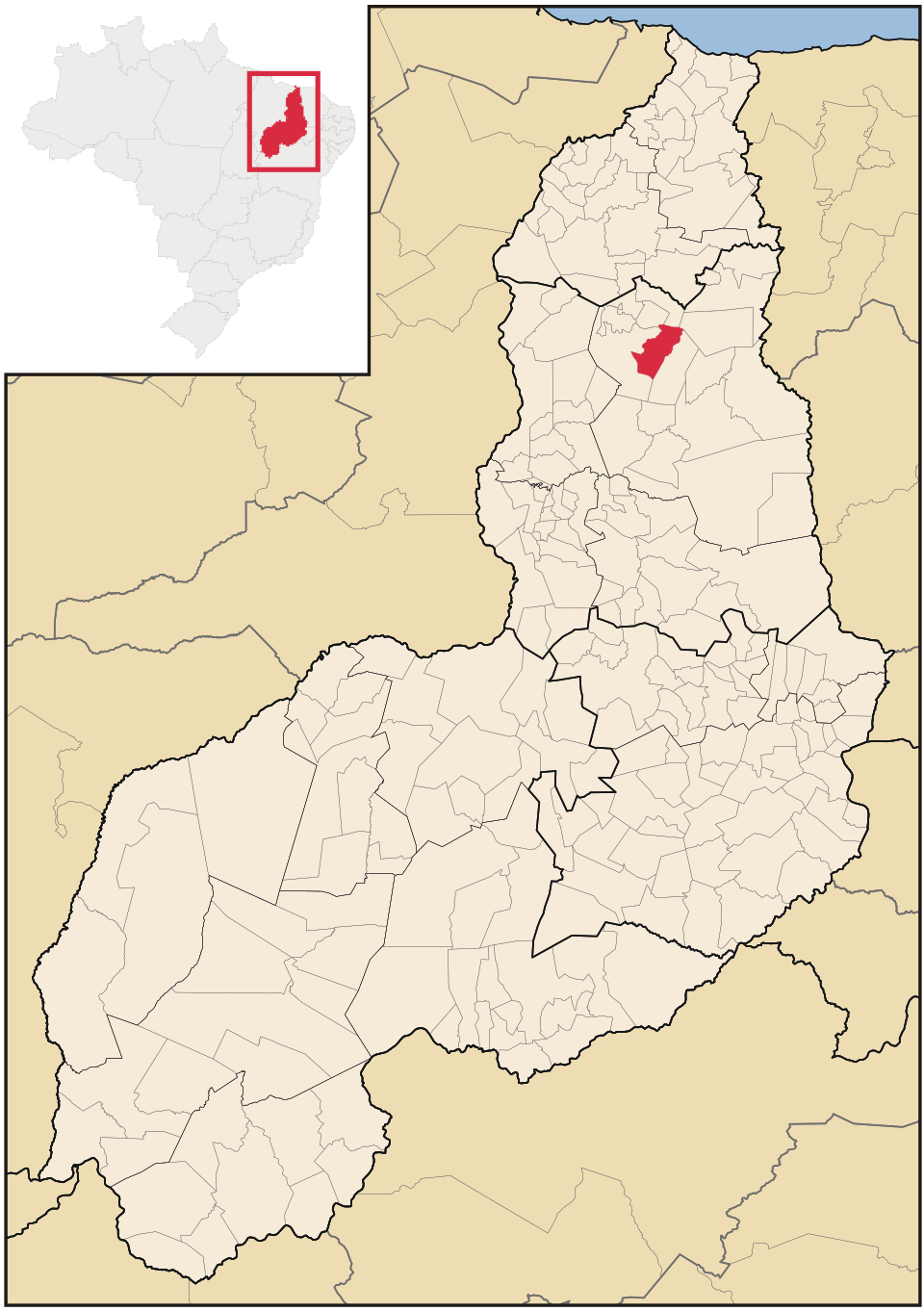 Mapa de localização de Jatobá do Piauí em PI