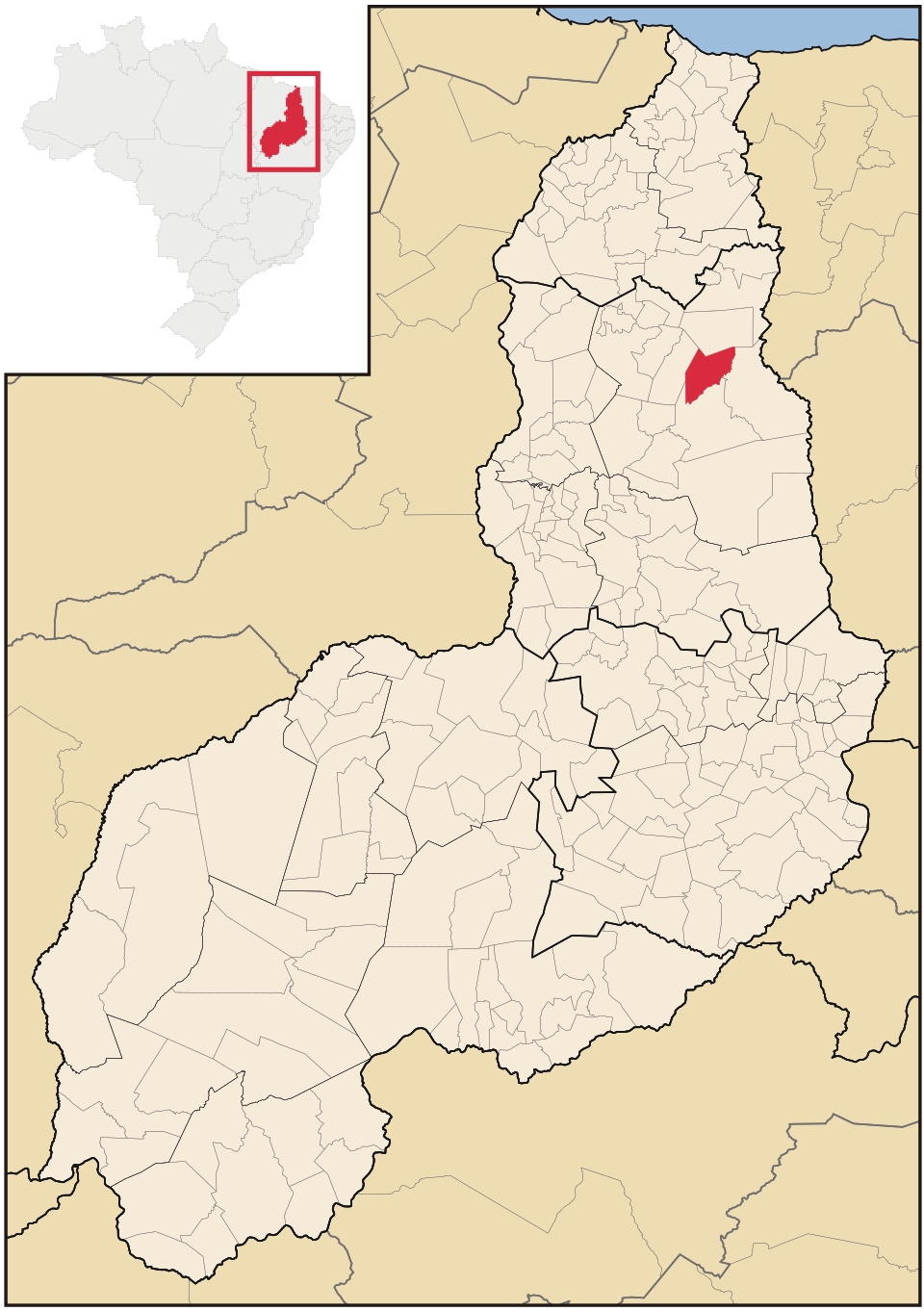 Mapa de localização de Juazeiro do Piauí em PI
