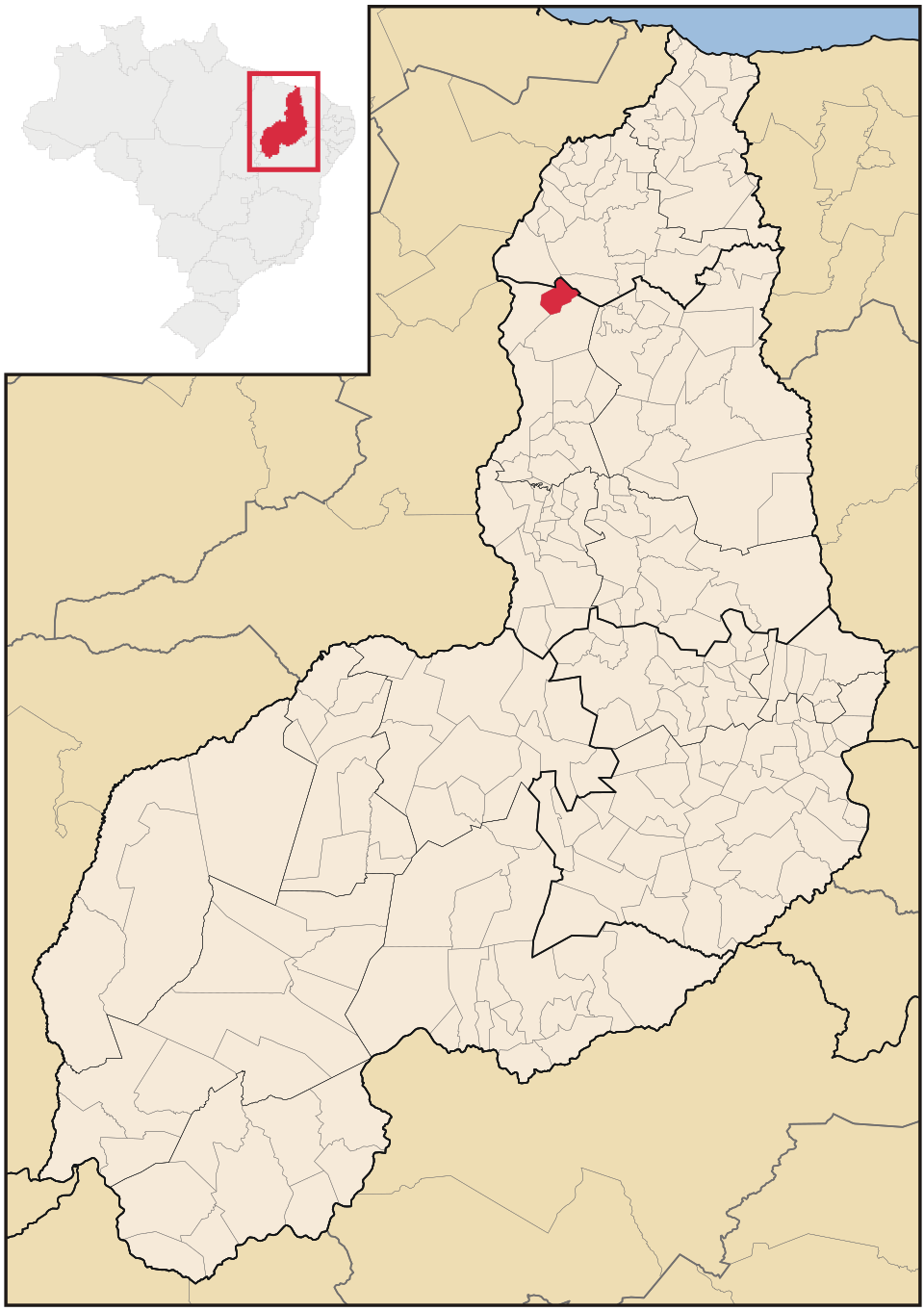 Mapa de localização de Lagoa Alegre em PI