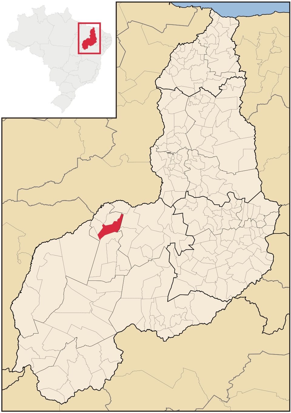 Mapa de localização de Landri Sales em PI