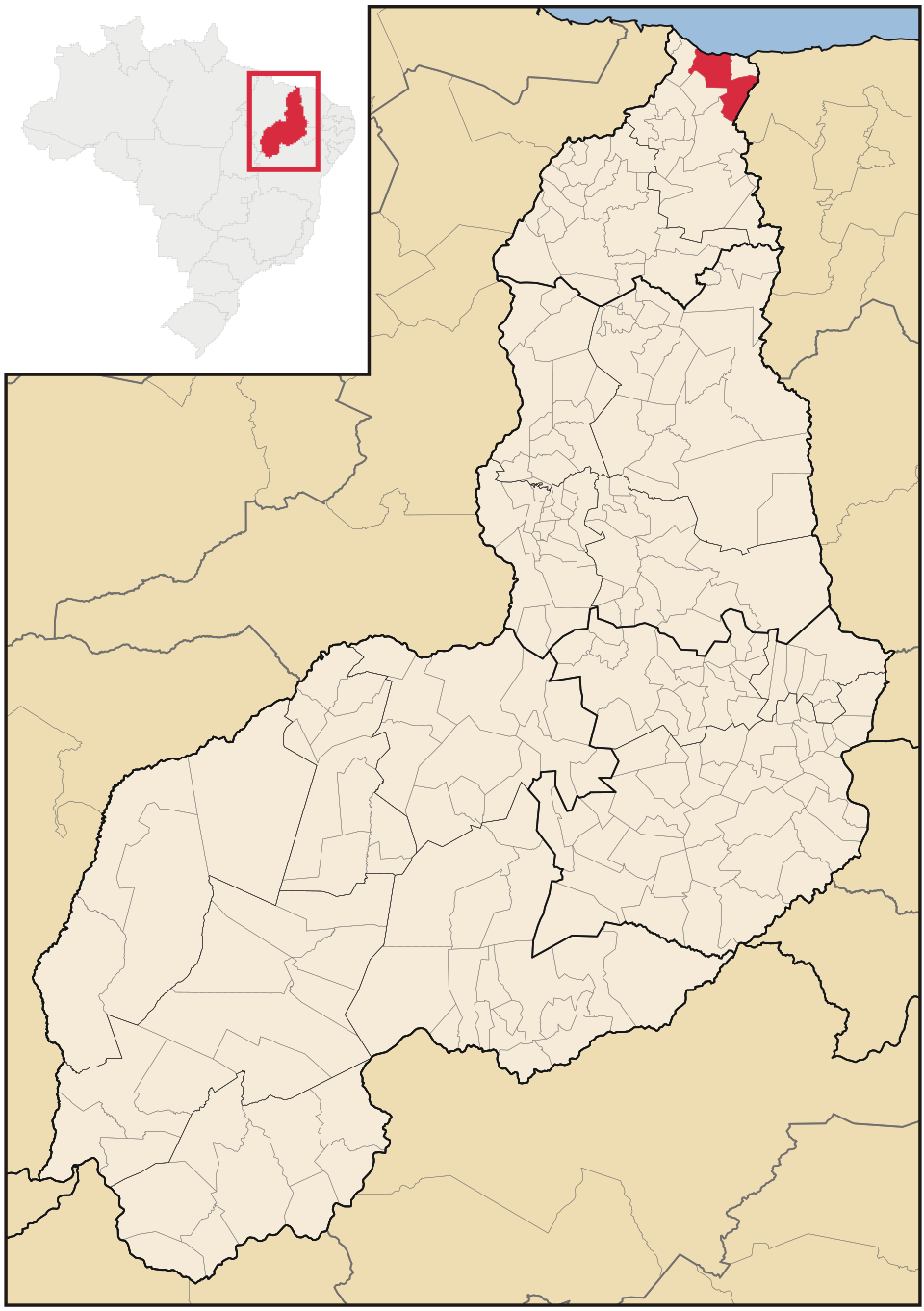 Mapa de localização de Luís Correia em PI