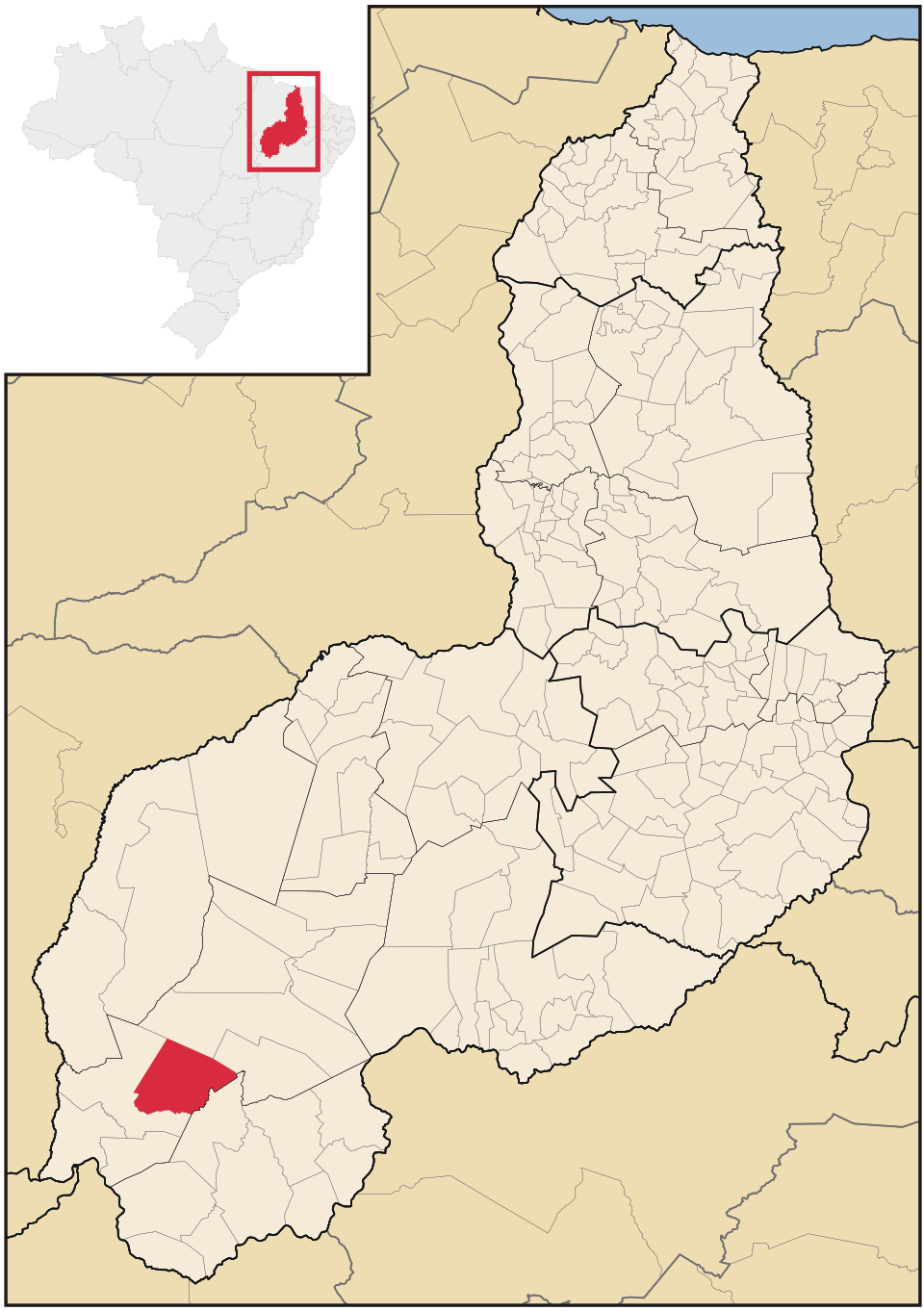 Mapa de localização de Monte Alegre do Piauí em PI