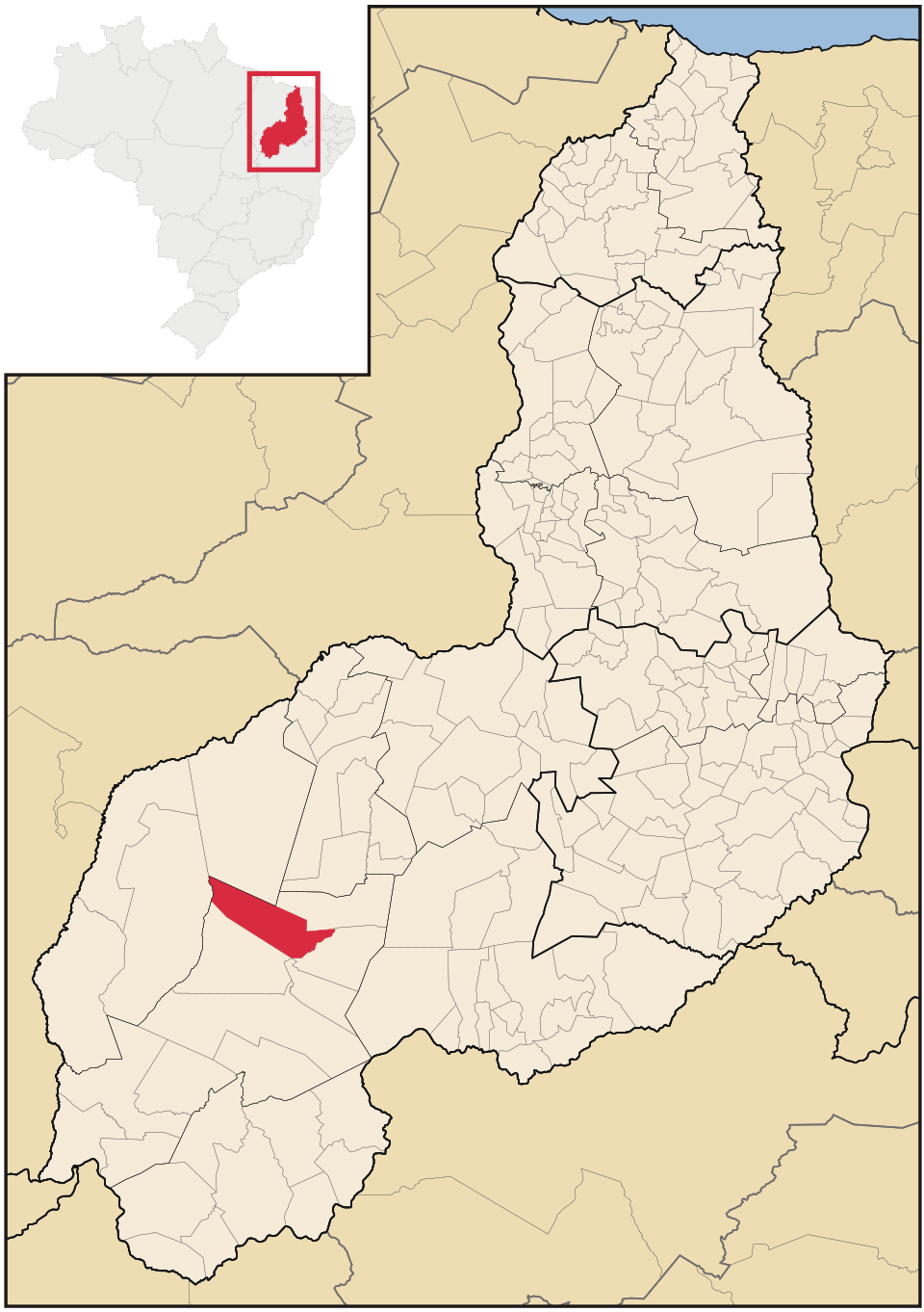 Mapa de localização de Palmeira do Piauí em PI
