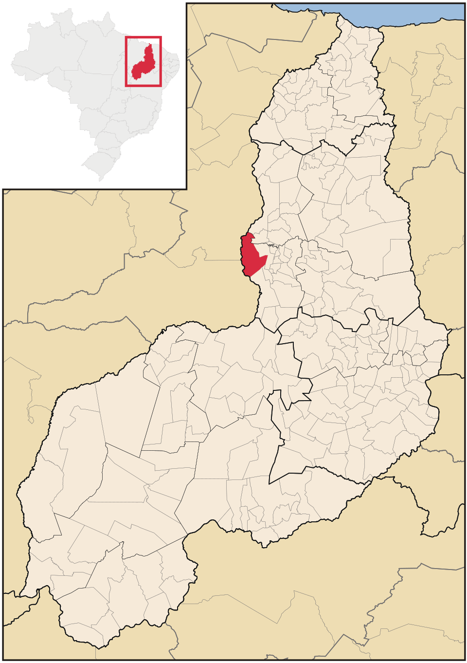 Mapa de localização de Palmeirais em PI
