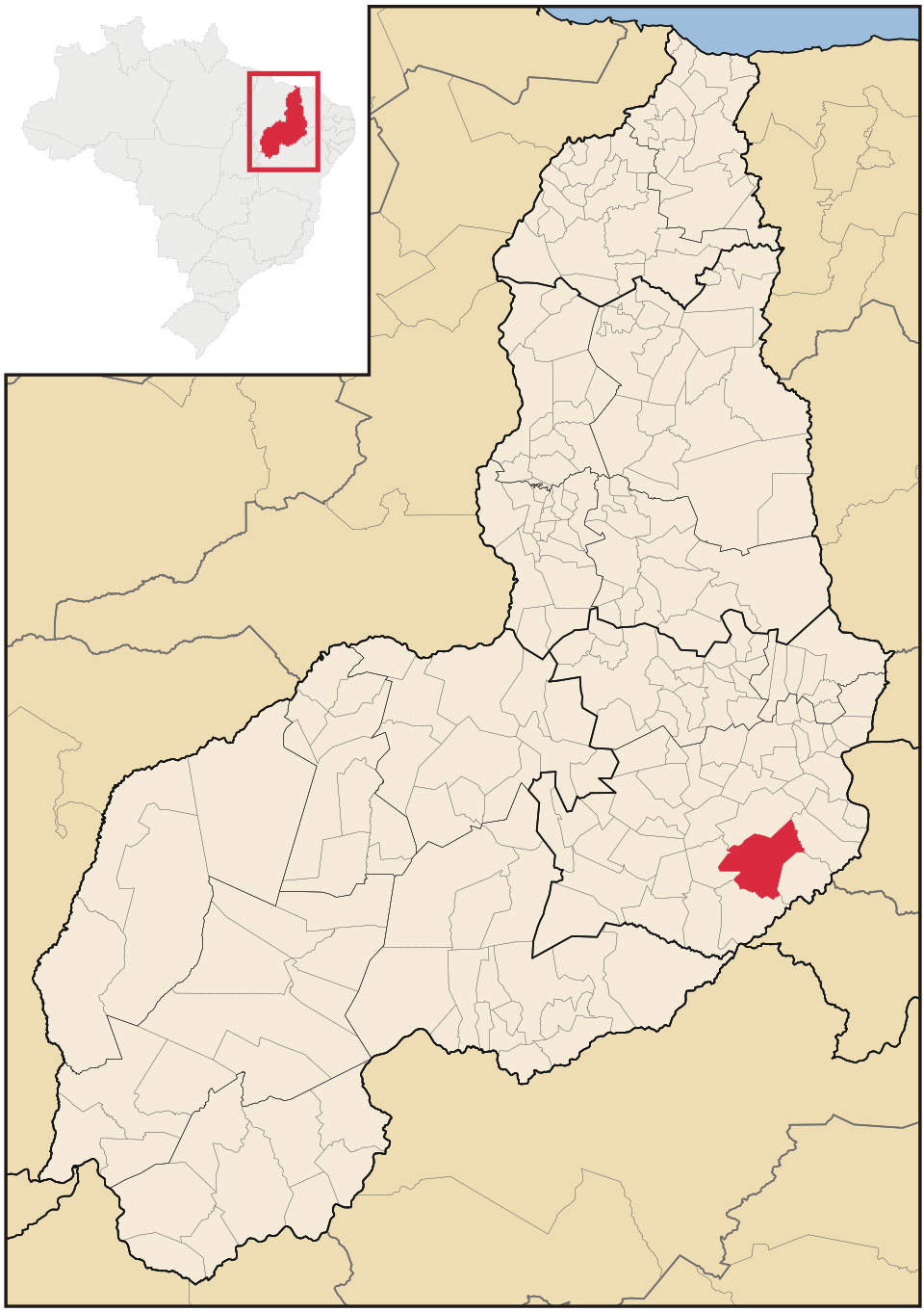 Mapa de localização de Paulistana em PI