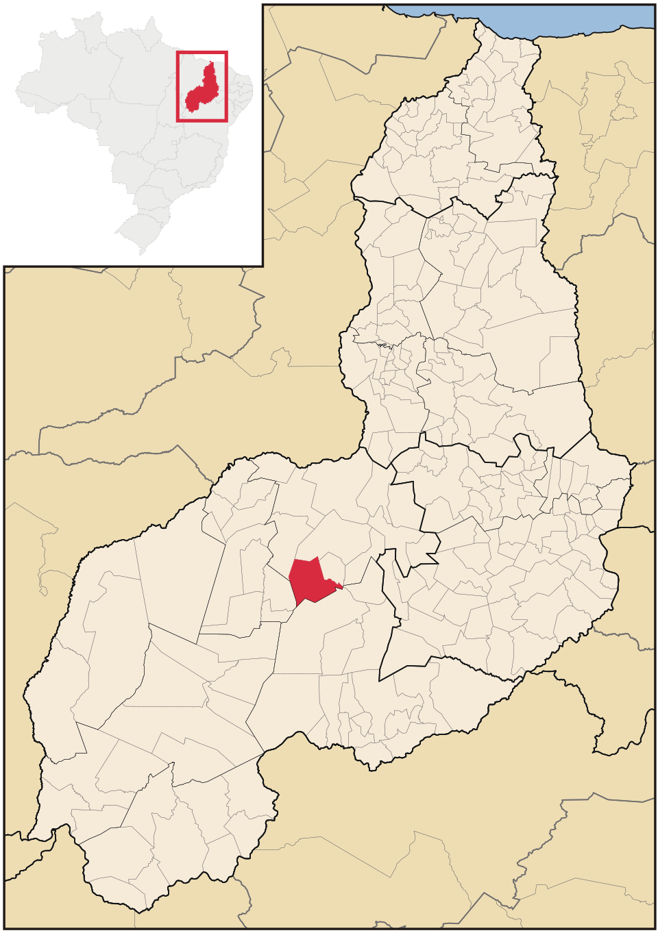 Mapa de localização de Pavussu em PI