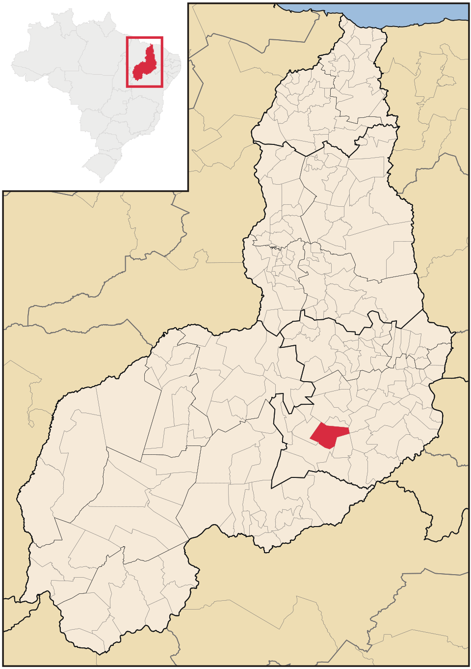 Mapa de localização de Nova Santa Rita em PI
