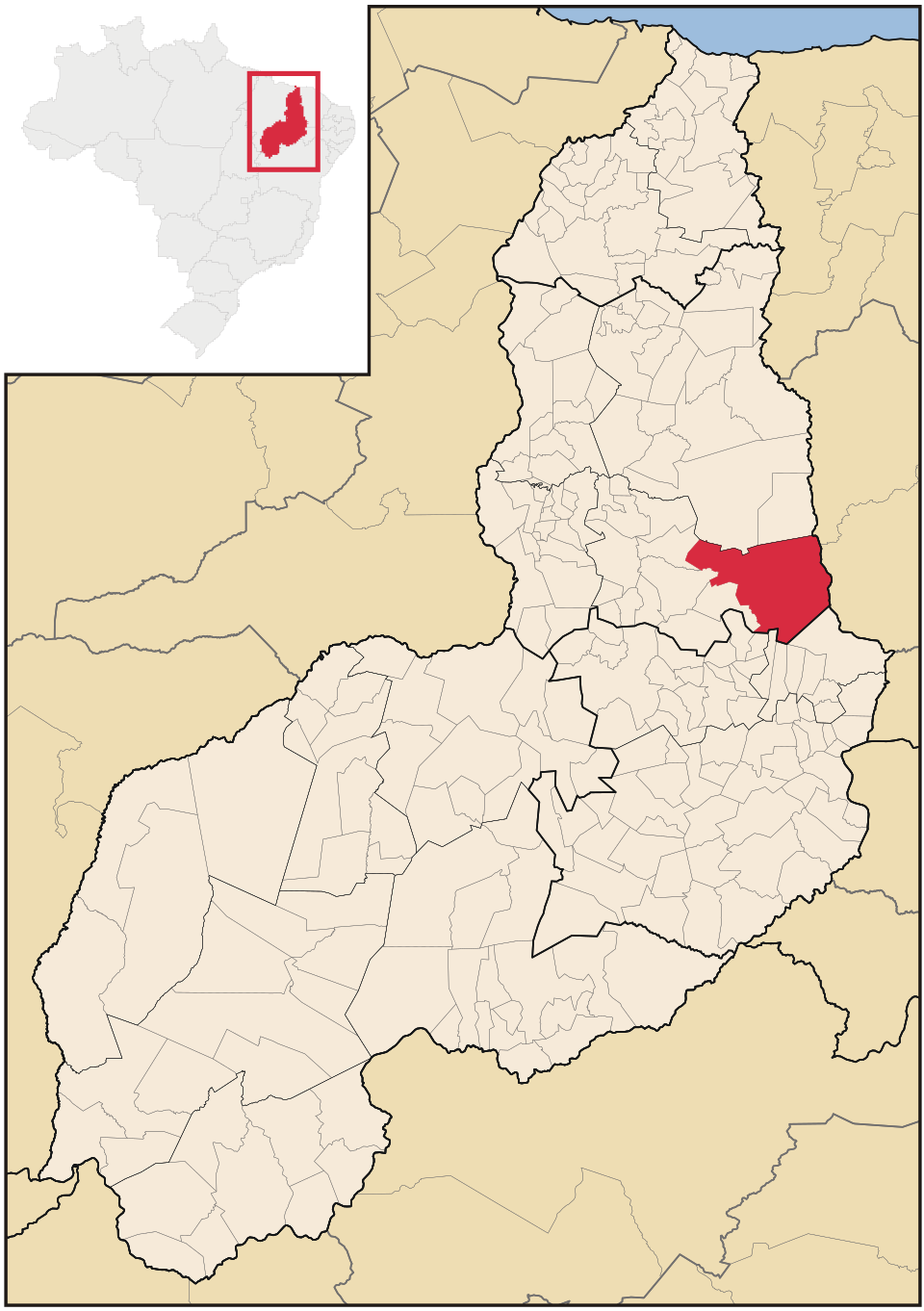 Mapa de localização de Pimenteiras em PI