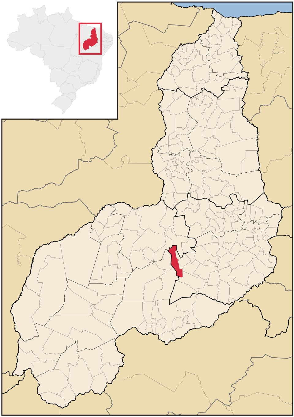 Mapa de localização de Ribeira do Piauí em PI