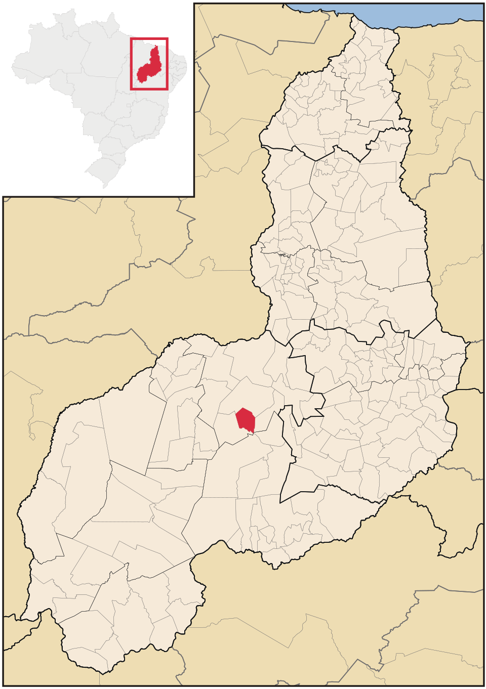 Mapa de localização de Rio Grande do Piauí em PI