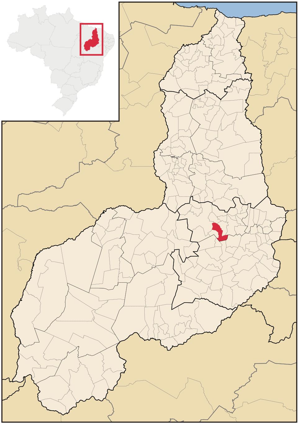Mapa de localização de Santa Cruz do Piauí em PI