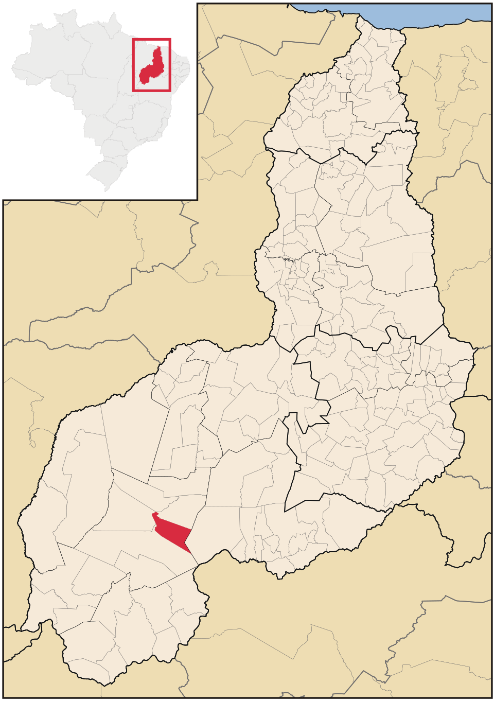Mapa de localização de Santa Luz em PI