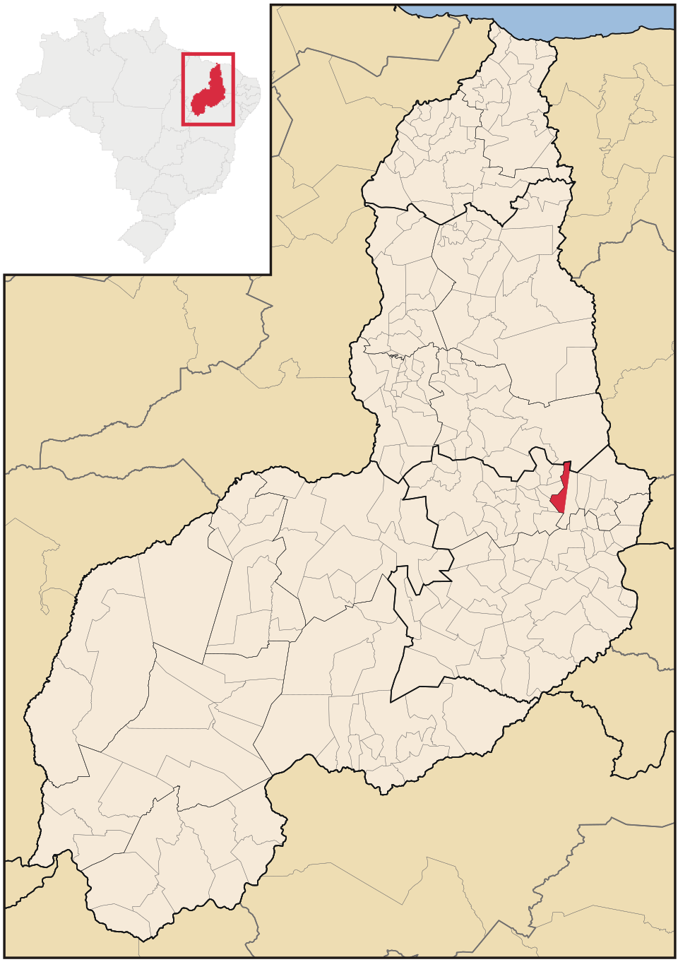 Mapa de localização de Santo Antônio de Lisboa em PI