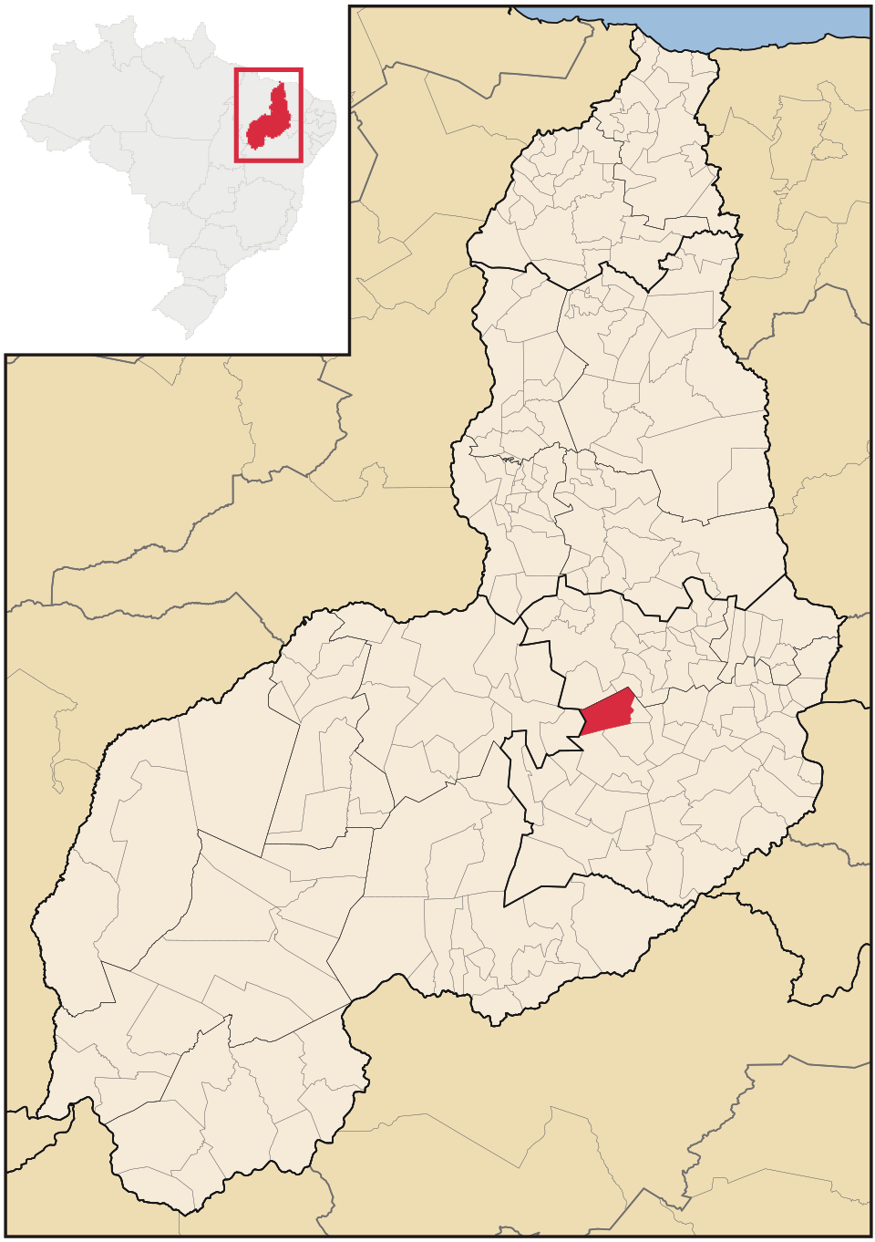 Mapa de localização de Santo Inácio do Piauí em PI