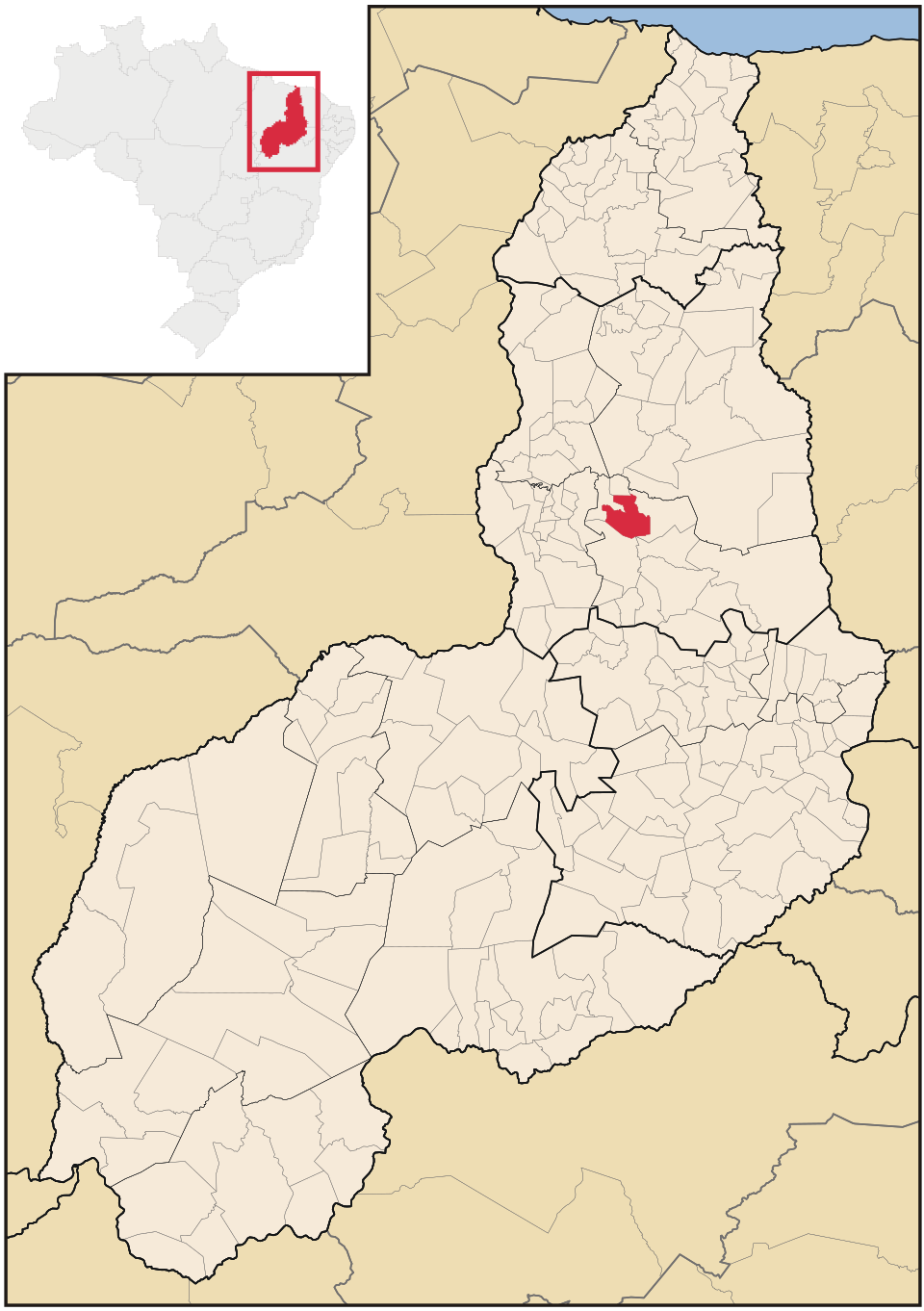 Mapa de localização de São Félix do Piauí em PI