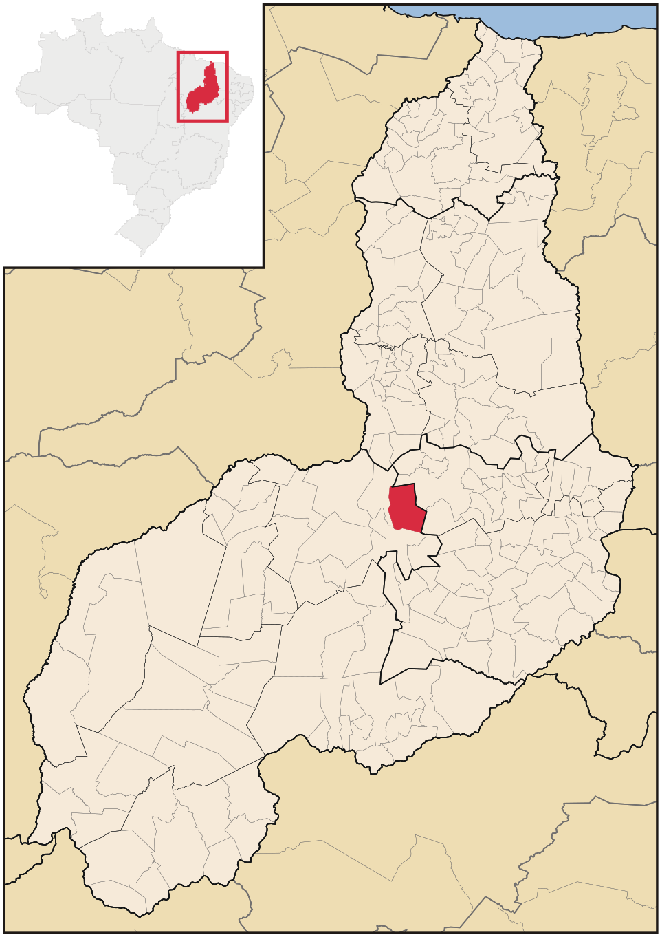 Mapa de localização de São Francisco do Piauí em PI
