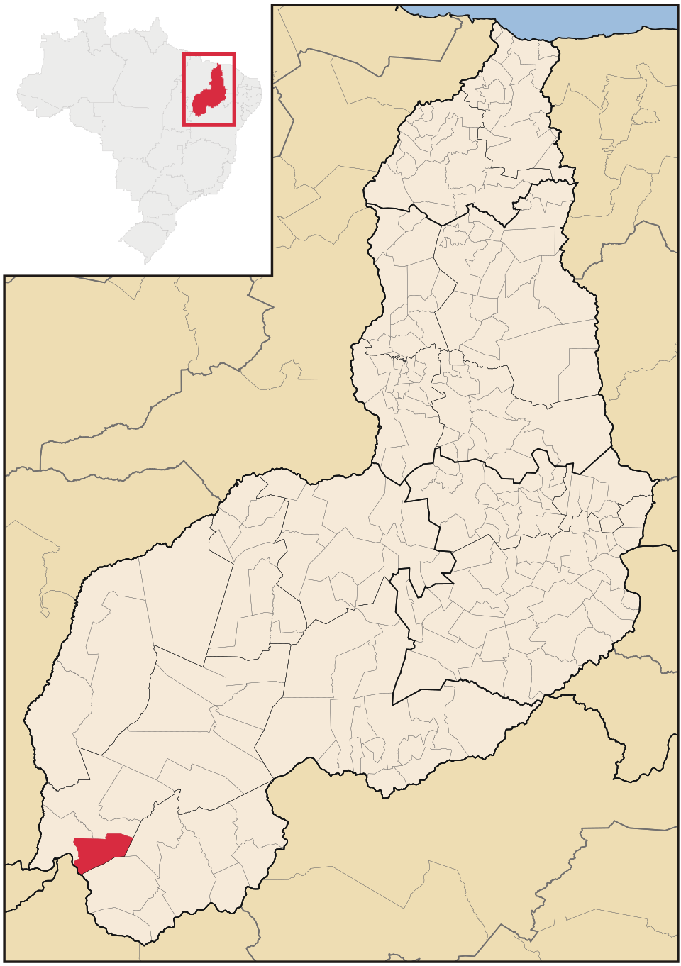 Mapa de localização de São Gonçalo do Gurguéia em PI