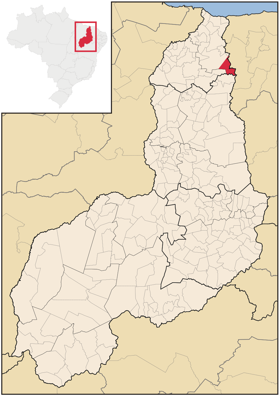 Mapa de localização de São João da Fronteira em PI