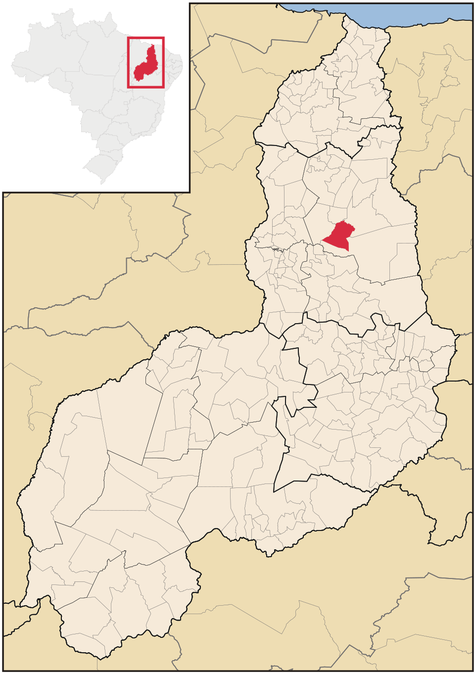 Mapa de localização de São João da Serra em PI