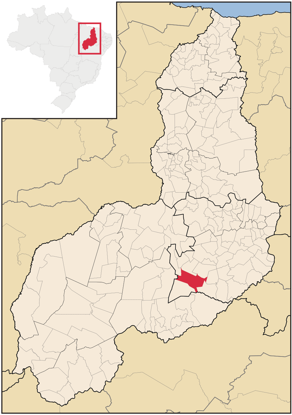 Mapa de localização de São João do Piauí em PI
