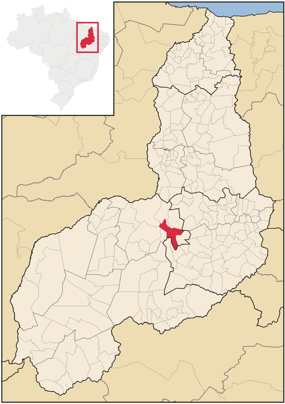 Mapa de localização de São José do Peixe em PI