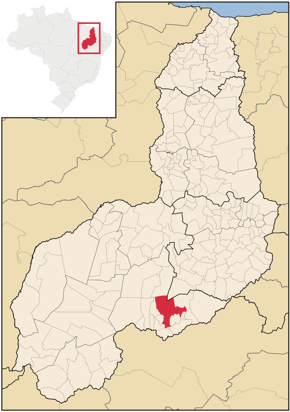 Mapa de localização de São Raimundo Nonato em PI