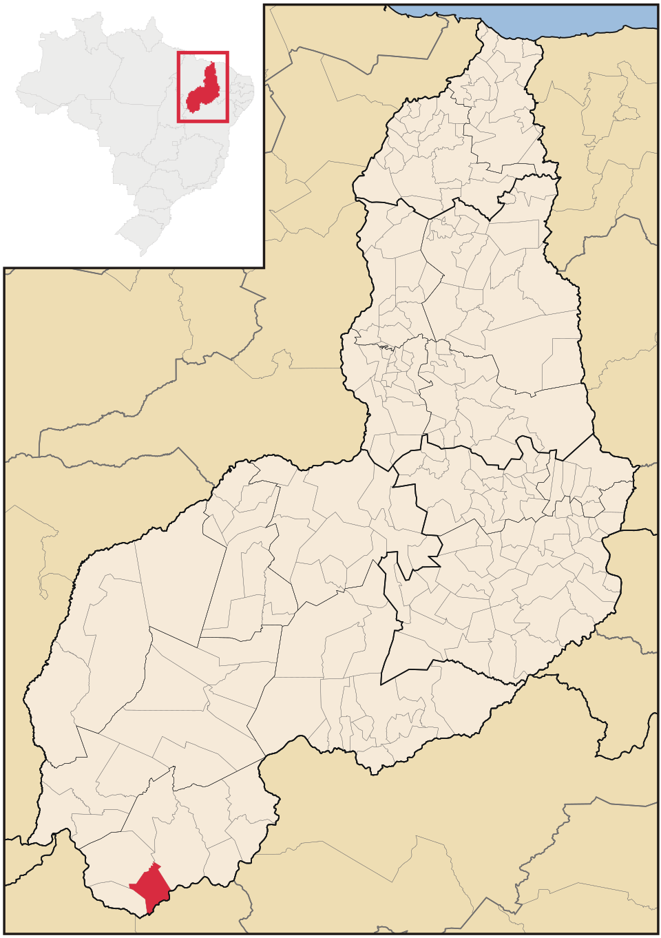 Mapa de localização de Sebastião Barros em PI