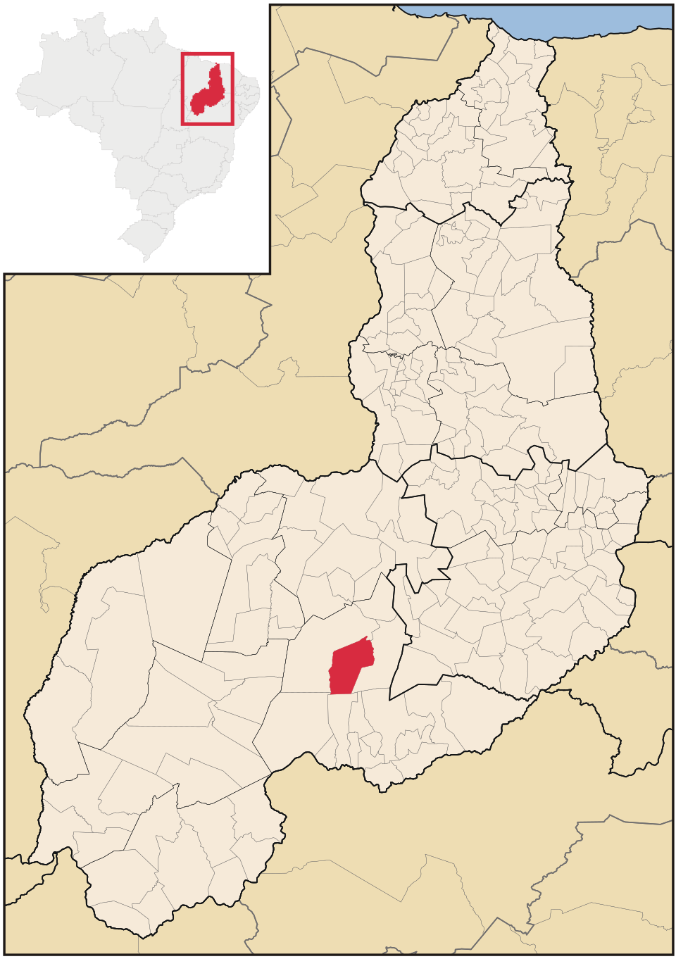 Mapa de localização de Tamboril do Piauí em PI