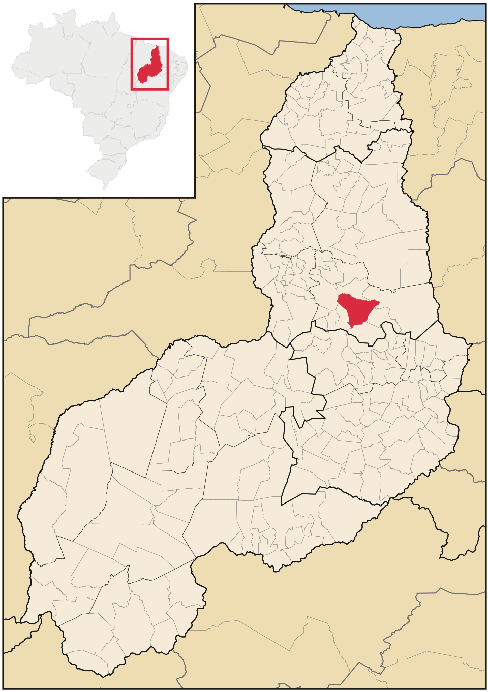 Mapa de localização de Valença do Piauí em PI