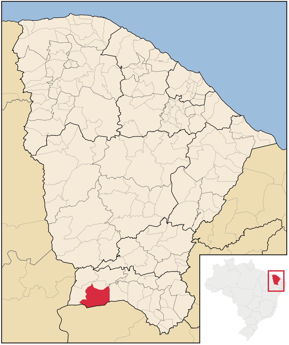 Mapa de localização de Araripe em CE