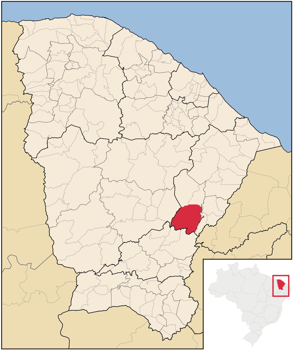 Mapa de localização de Jaguaribe em CE