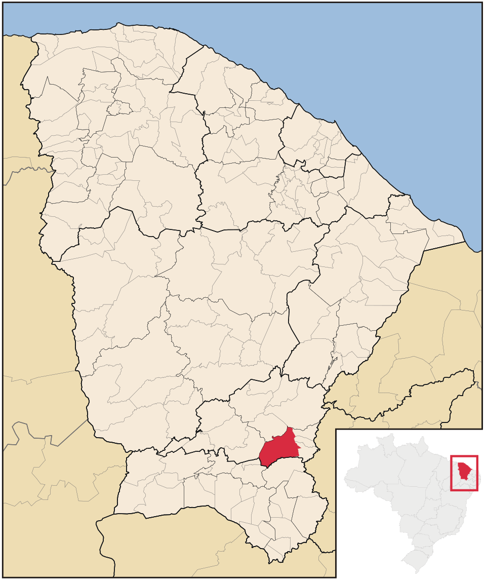 Mapa de localização de Lavras da Mangabeira em CE