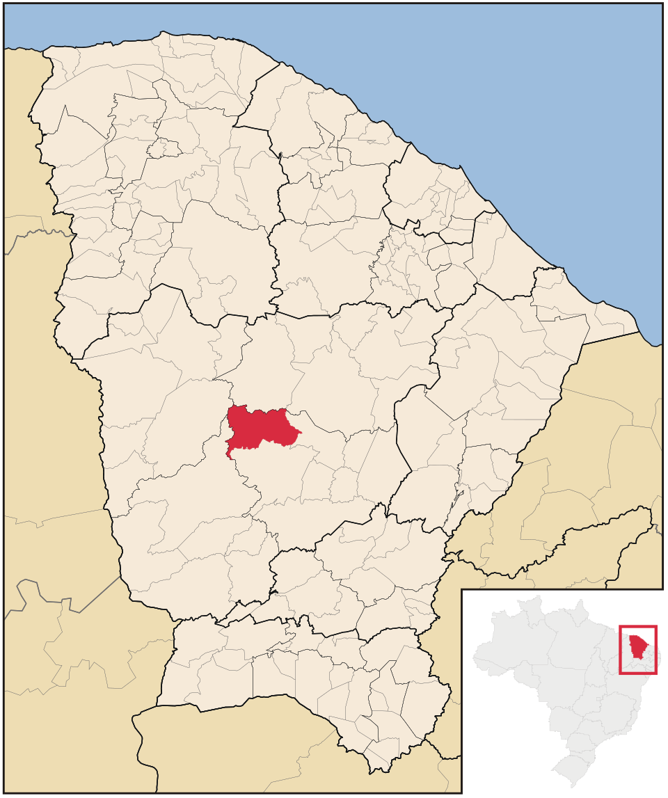 Mapa de localização de Pedra Branca em CE