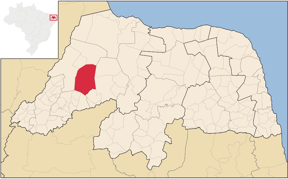 Mapa de localização de Caraúbas em RN