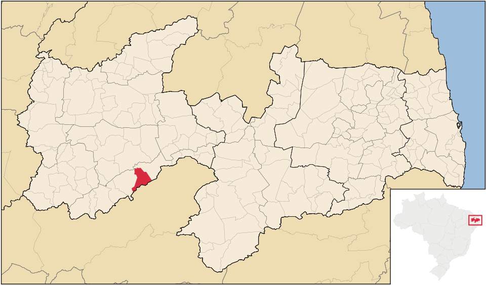 Mapa de localização de Água Branca em PB