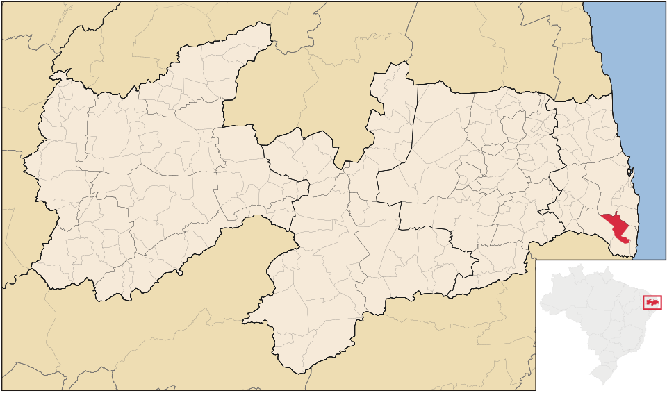 Mapa de localização de Alhandra em PB