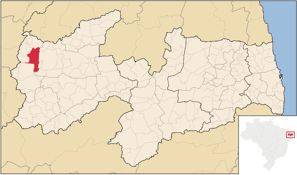 Mapa de localização de São João do Rio do Peixe em PB