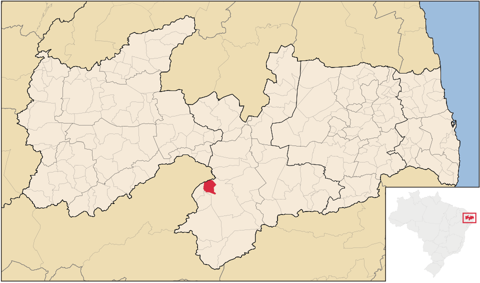 Mapa de localização de Amparo em PB