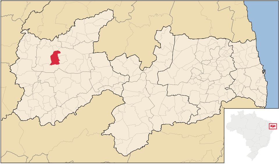Mapa de localização de Aparecida em PB
