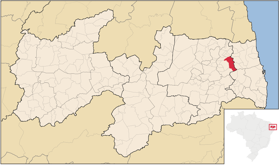 Mapa de localização de Araçagi em PB
