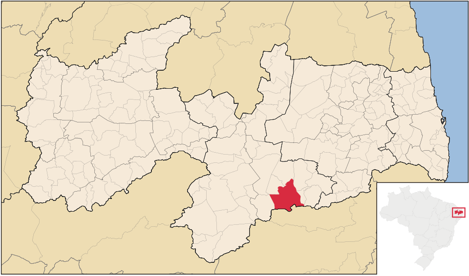 Mapa de localização de Barra de São Miguel em PB