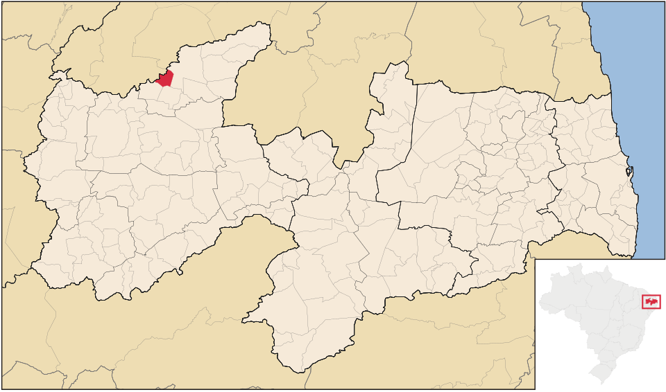 Mapa de localização de Brejo dos Santos em PB
