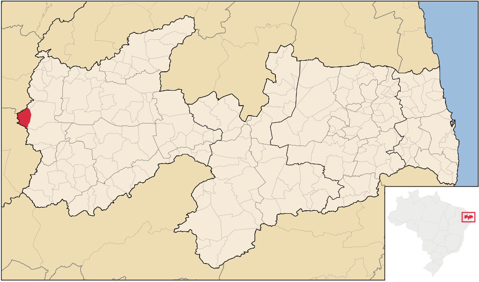 Mapa de localização de Cachoeira dos Índios em PB