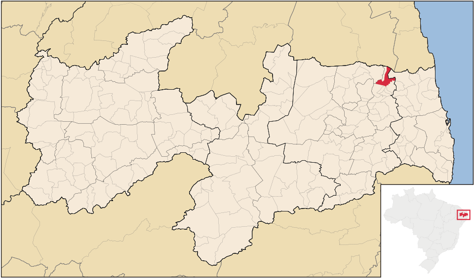 Mapa de localização de Caiçara em PB