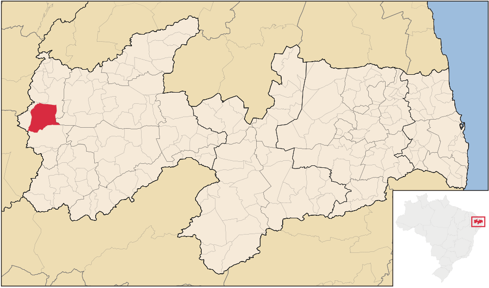 Mapa de localização de Cajazeiras em PB