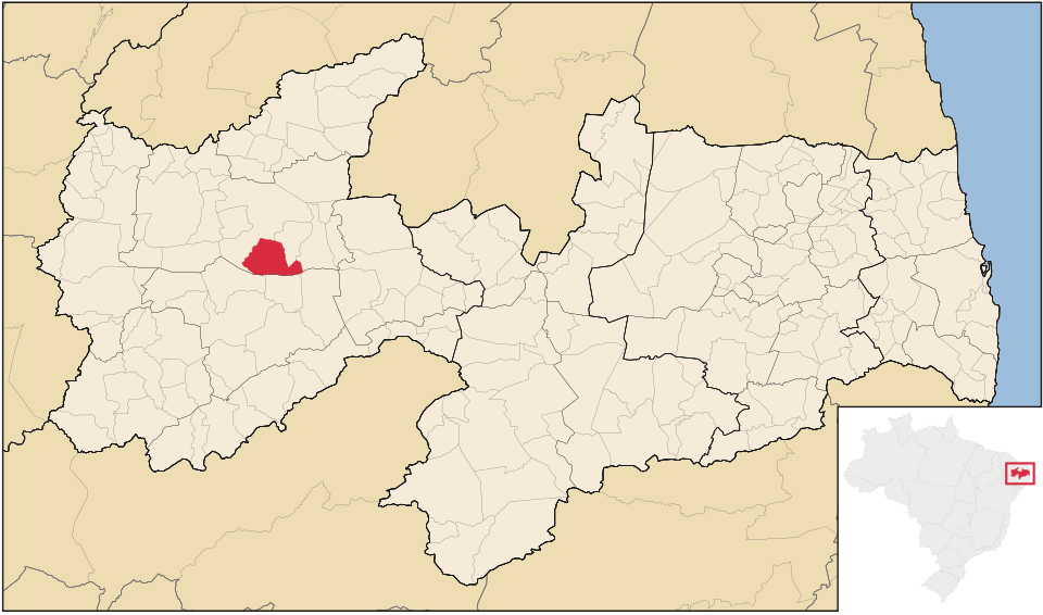 Mapa de localização de Cajazeirinhas em PB