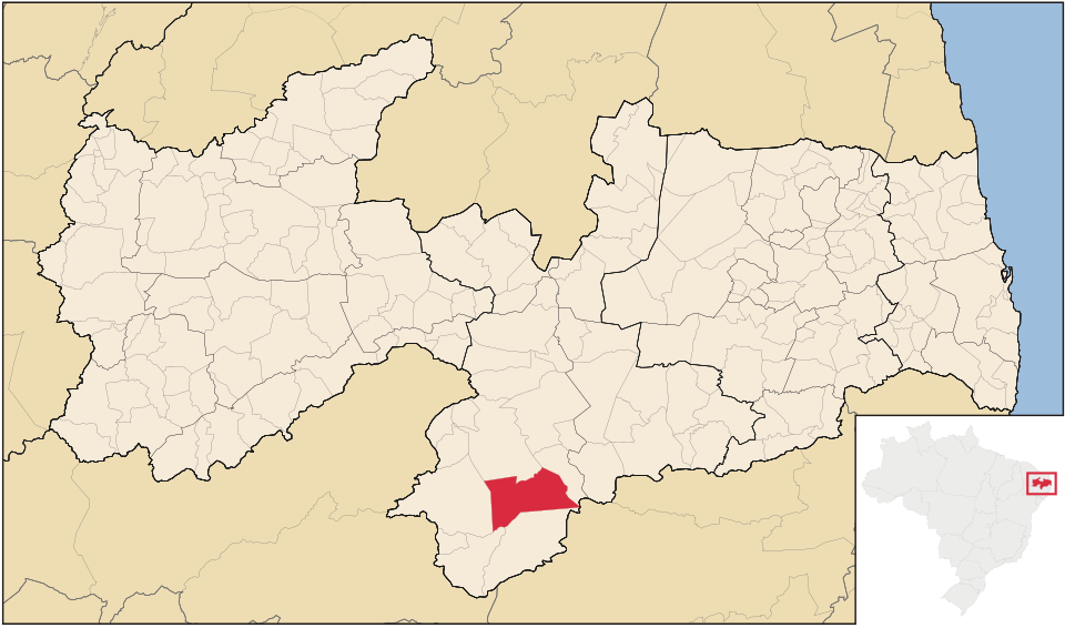 Mapa de localização de Camalaú em PB