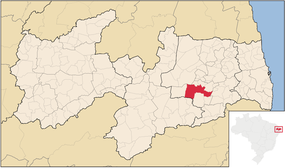 Mapa de localização de Campina Grande em PB