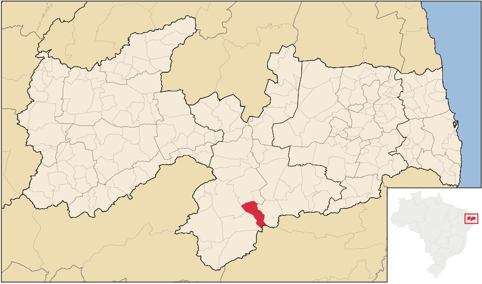 Mapa de localização de Congo em PB